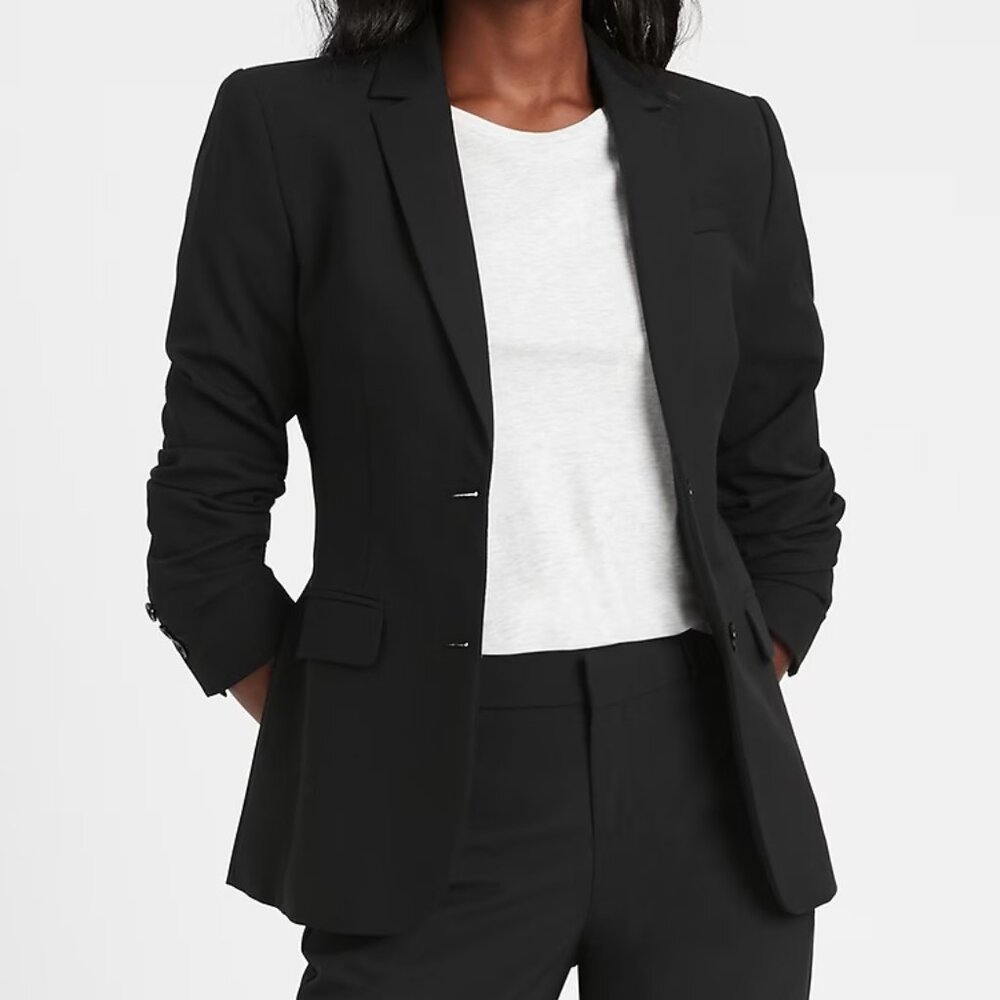 EUC Black Banana Republic Lightweight Wool Blazer Suit Jacket 6P 6 Petite